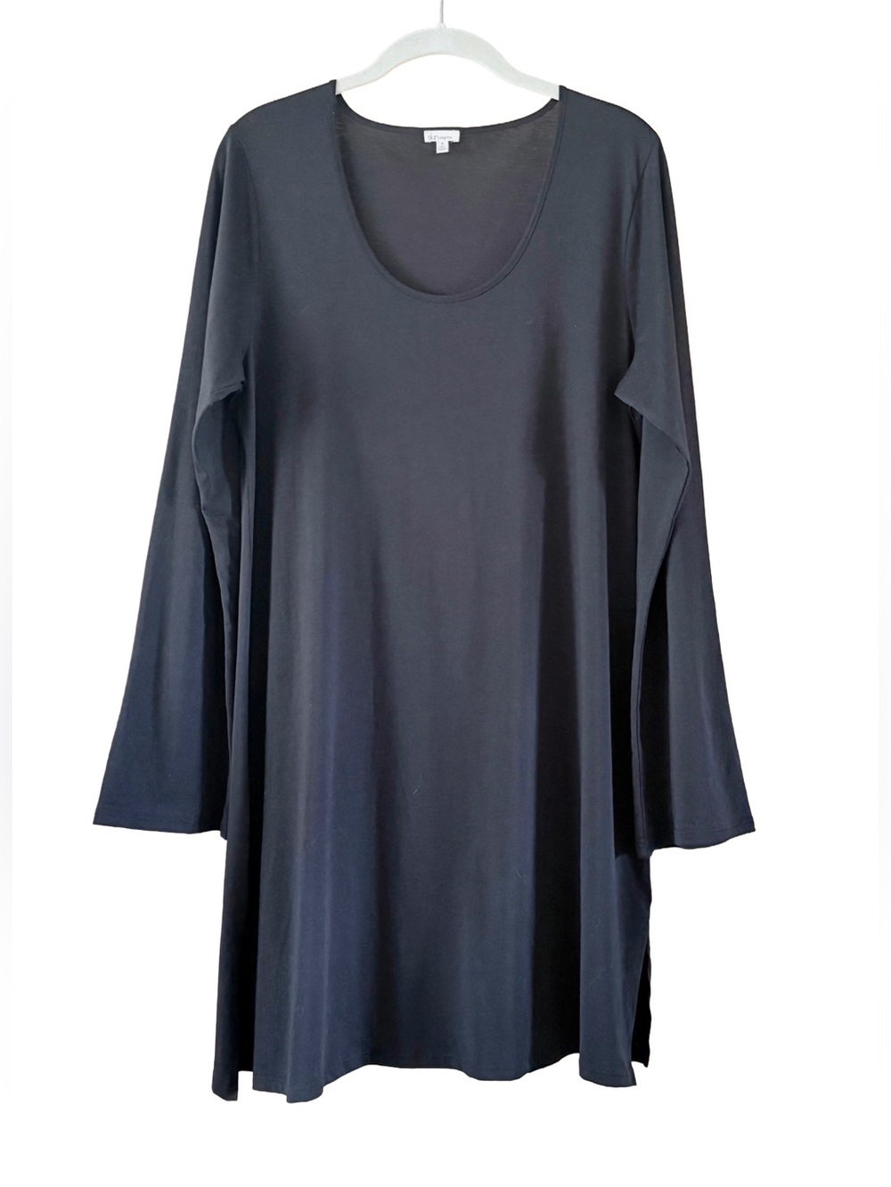 Skin Organic Pima Cotton Nightshirt Lounge Tunic Black Bell Sleeve Womens 4